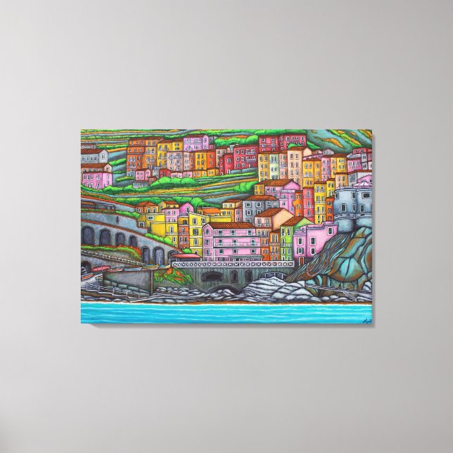 Färg av Manarola Wrapped Canvas 36 x 24 tum (Framsida)