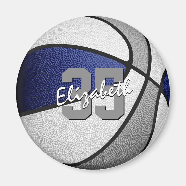 färg basketboll för blå grått-ungar magnet (Framsidan)