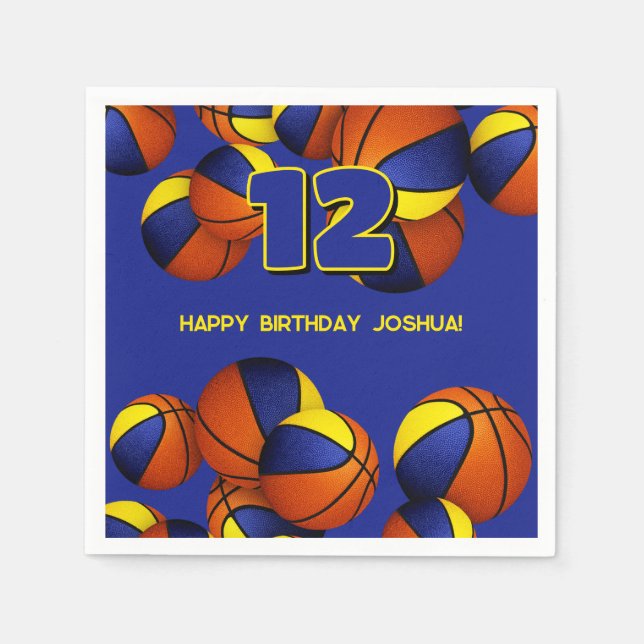 färg basketbollar i guld-laget party pappersservett (Framsidan)