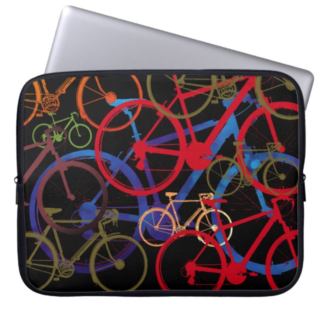 Färg Bikes Black Laptop Fodral (Framsidan)