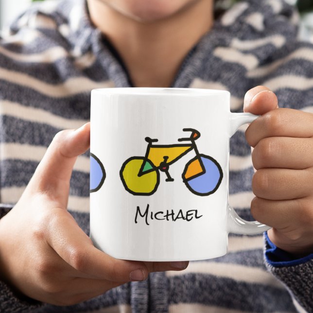 Färg Bikes + Hans Namn Kaffemugg (🚴‍♀️bike... but first coffee)