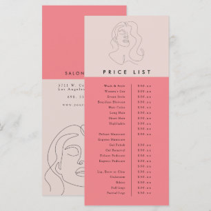 Färg block Beauty Pris List Menu Meny