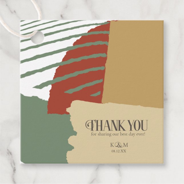 Färg Block Bröllop Höst-ID740 Gåvor Etiketter (Framsida)