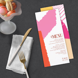 Färg Block Bröllop Menu Sommar-ID740 Meny