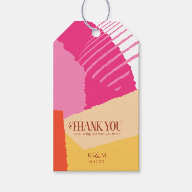 Färg Block Bröllop, sommartid ID740 Presentetikett (Framsidan)