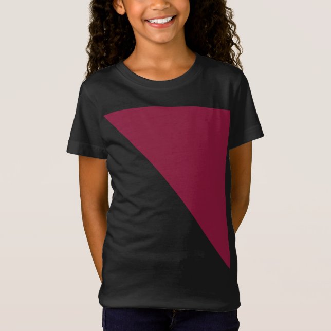 Färg Block Child's T-Shirt (Black & Berry Red) (Framsida)