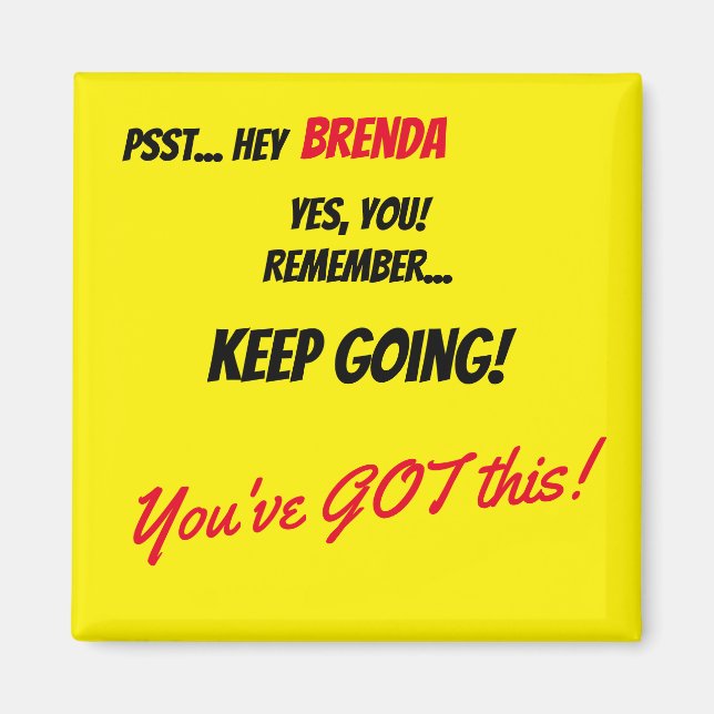 Färg-block för anpassad namnbekräftelse Gult Magnet (Framsidan)