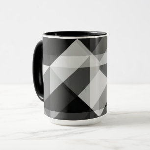 Färg Block Geo Shapes Art Mugg i Black och Grått