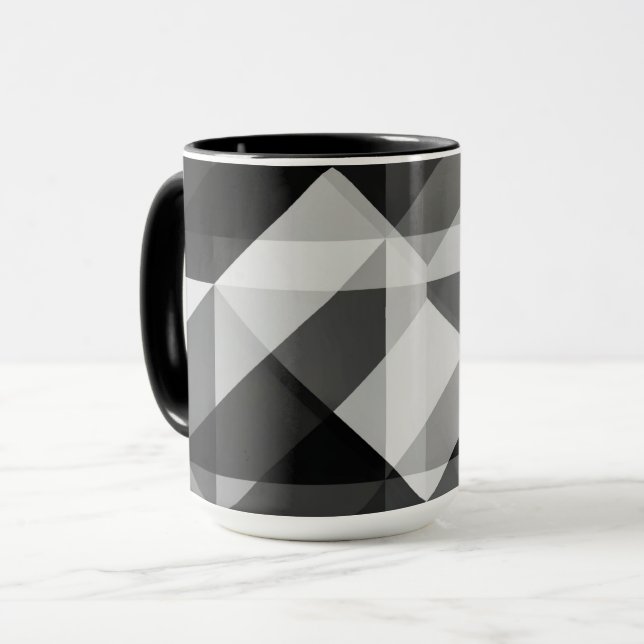 Färg Block Geo Shapes Art Mugg i Black och Grått (Framsida vänster)