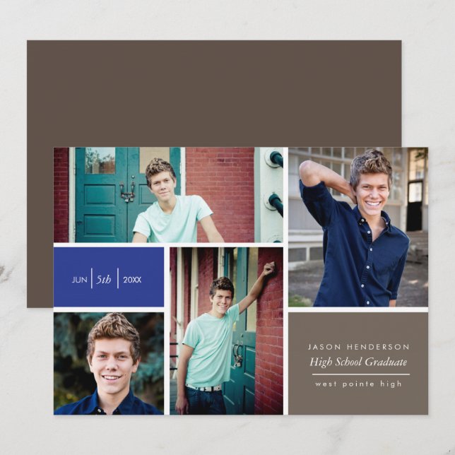 Färg Block Grad-meddelande Inbjudningar (Fram/baksida)