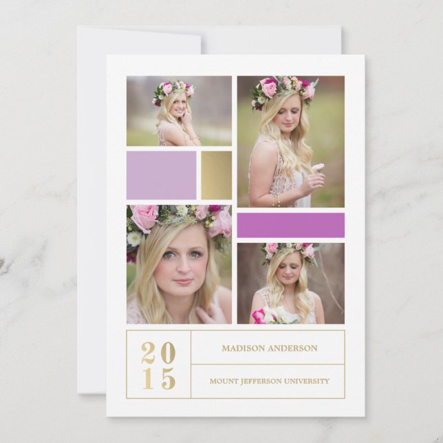 Färg Block Lila  | Inbjudan till Studenten (Framsida)