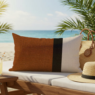 Färg Block Linen Se Russet Black Beige utomhus Lumbarkudde