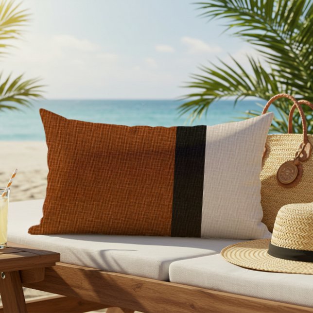 Färg Block Linen Se Russet Black Beige utomhus Lumbarkudde (Skapare uppladdad)