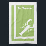 Färg Block Lobster American MoJo Kitchen Towels Kökshandduk<br><div class="desc">Personlig Tryckt Lime and White Färg blockerade Stil Lobster American MoJo Kitchen Towels. Anpassa till din familj namn. Samordna med våra blöjor och bordstabletter.</div>