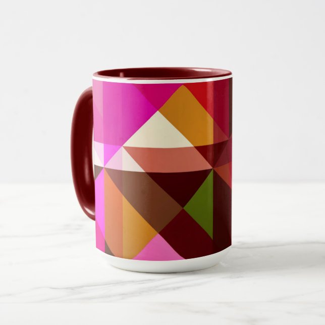 Färg Block Magenta Rosa Geo Colorful Art Mugg (Framsida vänster)