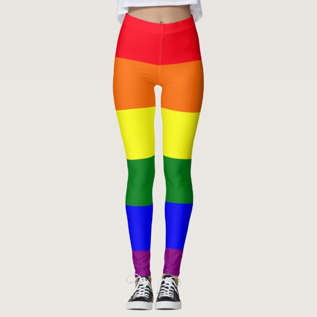 Färg Block Mönster Pride Färger Leggings (Framsida)