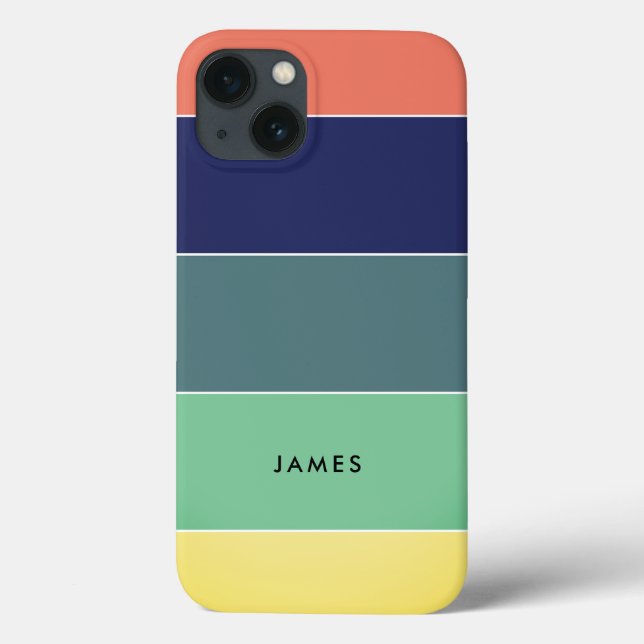 Färg Block Namn Retro Rand Blue Grönt Rosa  (Baksida)