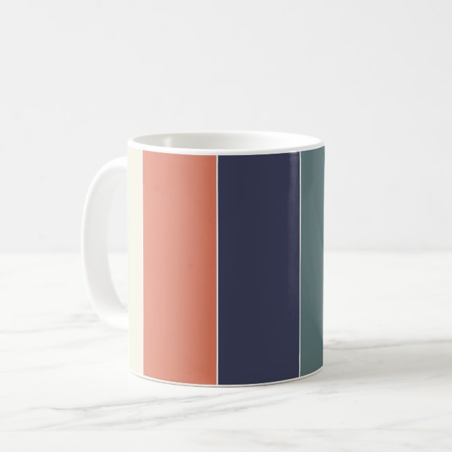 Färg Block Namn Retro Rand Blue Grönt Rosa  Kaffemugg (Framsida vänster)