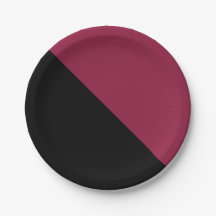 Färg Block Papper Tallrikar (Black & Berry Red)