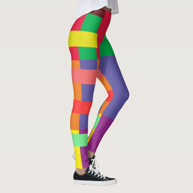 Färg block Rand Rainbow Leggings (Höger)