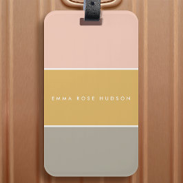 Färg Block Rosa Guld Grått Rand Monogram Bagagebricka