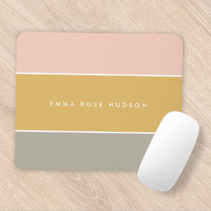Färg Block Rosa Guld Grått Rand Monogram Musmatta