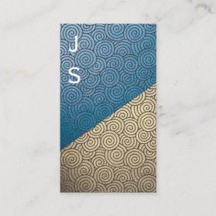 Färg Block Swirly Mönster Monogram Visitkort
