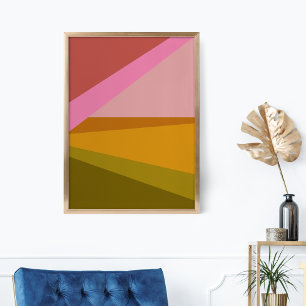 Färg Blockera modern geometrisk konst i röd Grönt Poster