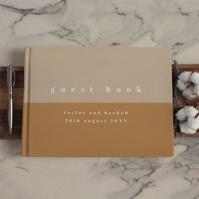  Färg-blocket Bröllop Gästböcker (Blush Pink Earth Tones Color Block Wedding Guest Book)