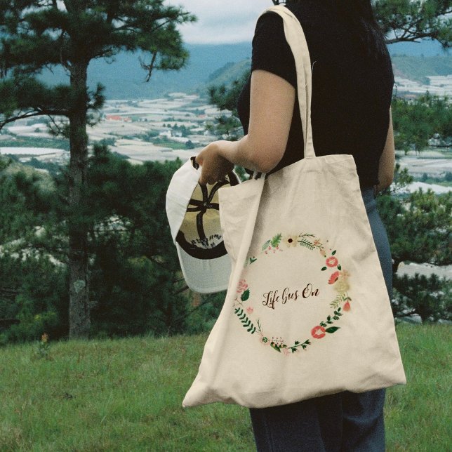 Färg-blomkrans Tandkrage Tygkasse (Color flower wreath Tote Bag
)