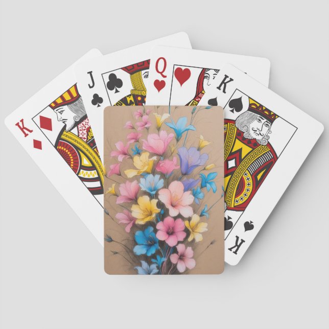 Färg Blommigt Arrangemang konst med färglös design Casinokort (Baksidan)