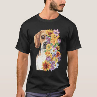 Färg Blommigt Beagle Mamma Flower Solros Hund Lo T Shirt