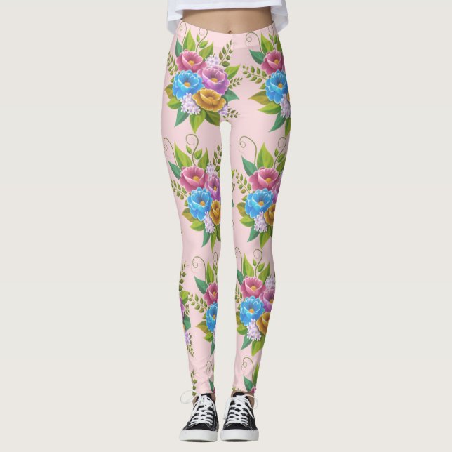 Färg Blommigt Bouquet Leggings - Vibrant Botanic (Framsida)