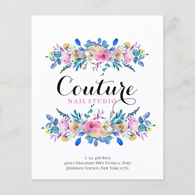 Färg Blommigt Bouquet Ram Menu-mall Flygblad (Baksidan)