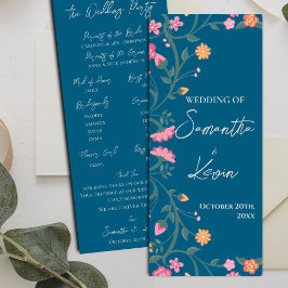 Färg Blommigt Bröllopsprogrammet Vattenfärg Ram Inbjudningar