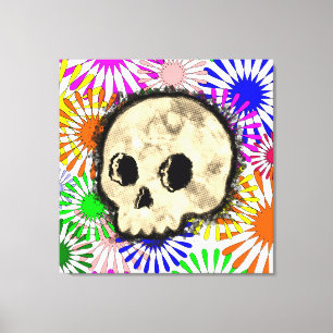 Färg Blommigt Burst Skull vattenfärg Canvastryck