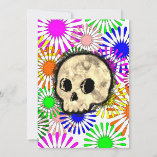 Färg Blommigt Burst Skull vattenfärg Inbjudningar
