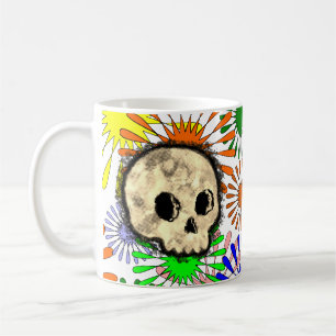 Färg Blommigt Burst Skull vattenfärg Kaffemugg