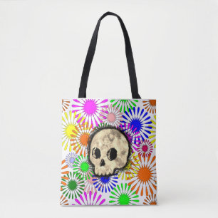 Färg Blommigt Burst Skull vattenfärg Tygkasse