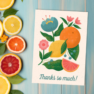 Färg Blommigt Citrus Orange Lemon Grapefruit Tack Kort