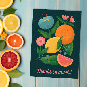Färg Blommigt Citrus Orange Lemon Grapefruit Tack Kort