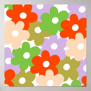 Färg Blommigt Enkel tropisk blomma Mönster Poster