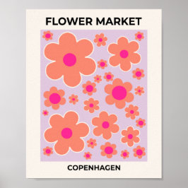 Färg Blommigt för färglös Köpenhamnsmarknad Poster