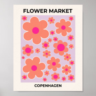 Färg Blommigt för färglös Köpenhamnsmarknad Poster