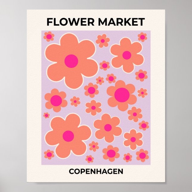 Färg Blommigt för färglös Köpenhamnsmarknad Poster (Framsidan)