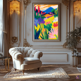 Färg Blommigt Liggande i Fauvist Stil Canvastryck