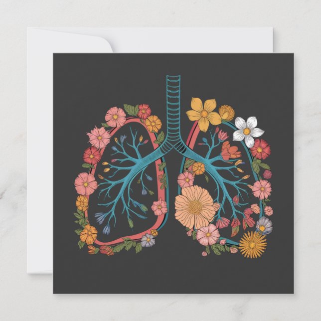 Färg Blommigt Lungs Vector Illustration-gåva Julkort (Framsida)