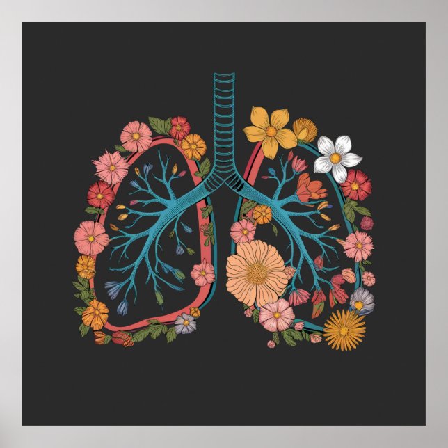 Färg Blommigt Lungs Vector Illustration-gåva Poster (Framsidan)