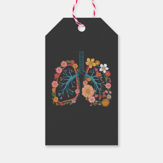 Färg Blommigt Lungs Vector Illustration-gåva Presentetikett (Framsidan)