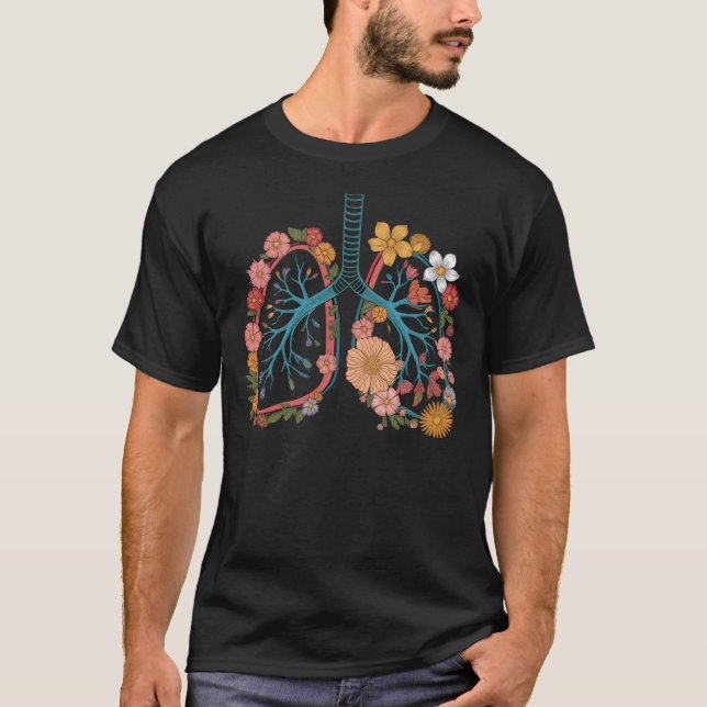 Färg Blommigt Lungs Vector Illustration-gåva T Shirt (Framsida)